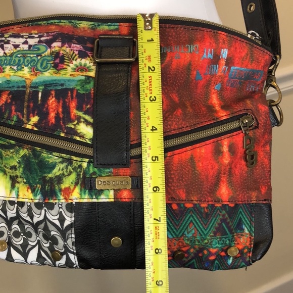 DESIGUAL Colorful Patchwork Crossbody Shoulderbag w Flower Applique DSG Pull Tab - Picture 15 of 16